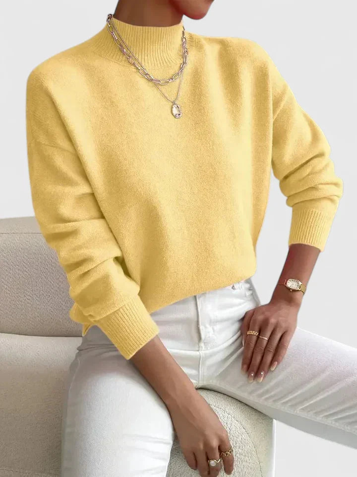 Wren Ribbed Mock-Neck Sweater - Yellow