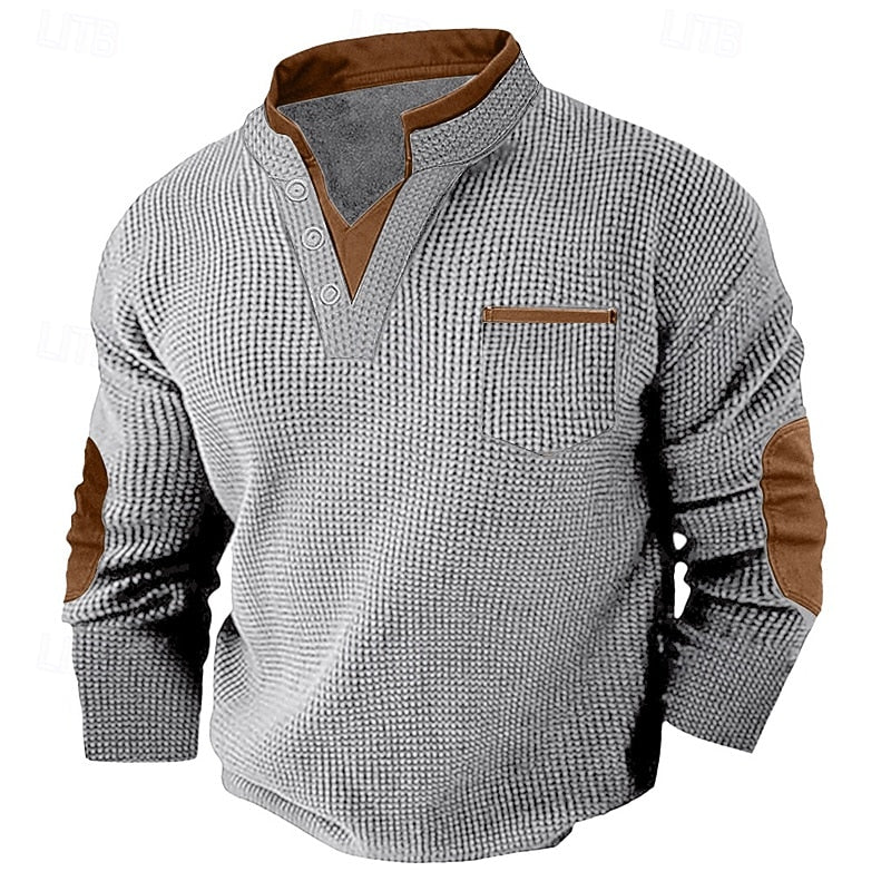 Callum | Waffle Knit Henley Shirt