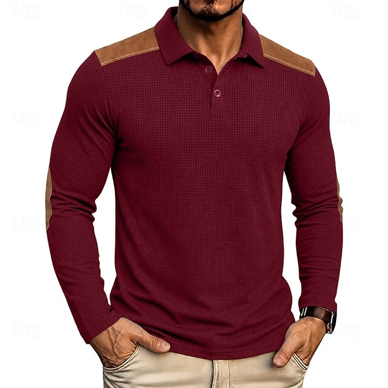 Sutton | Waffle Knit Long Sleeve Polo