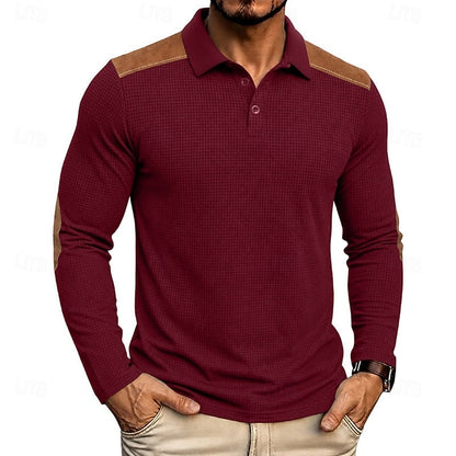 Sutton | Waffle Knit Long Sleeve Polo