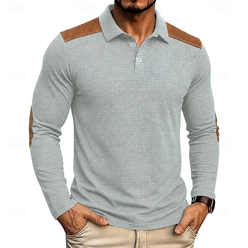 Sutton | Waffle Knit Long Sleeve Polo