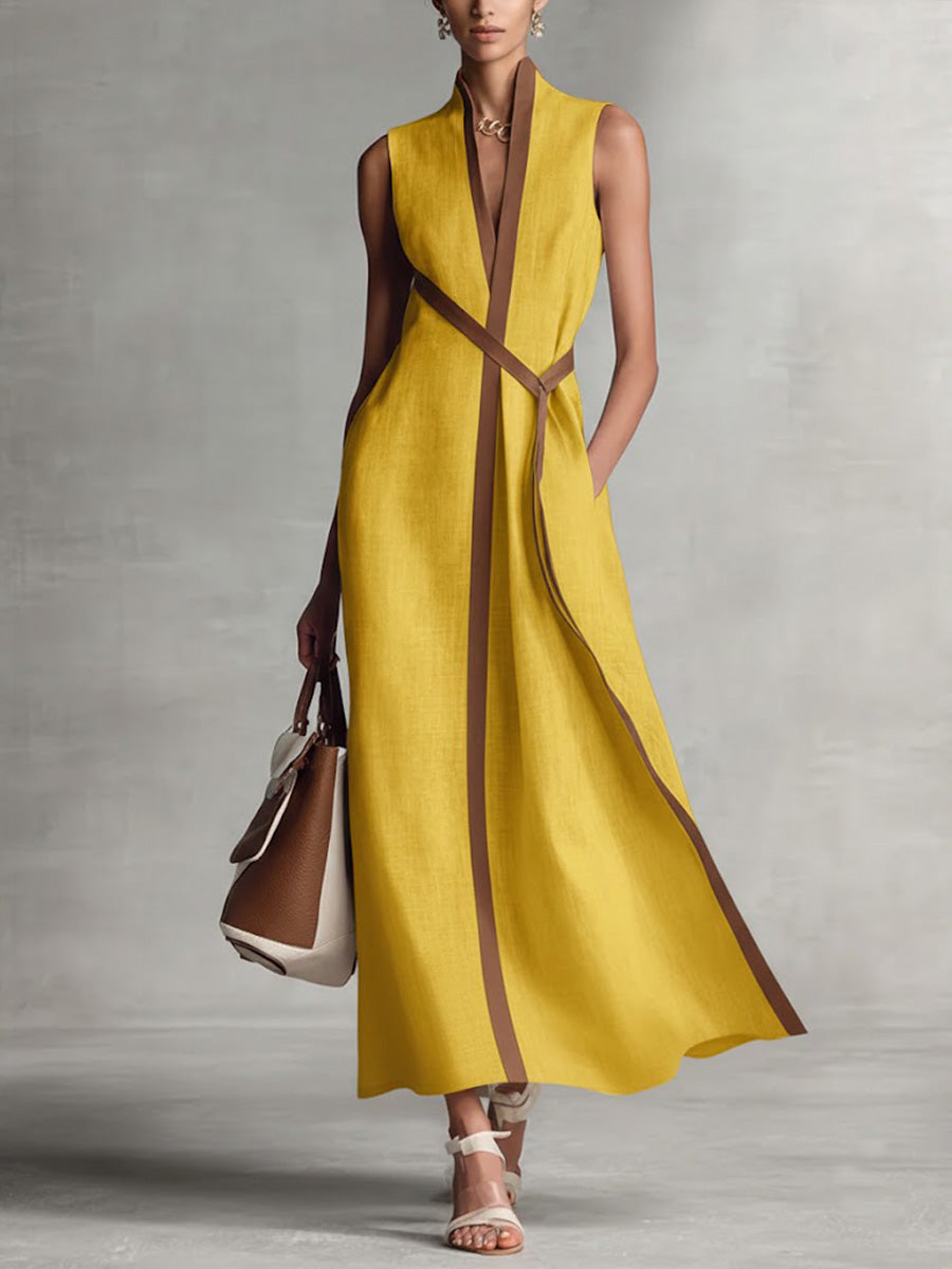 Maya | Retro Stand-Up Collar Casual Loose Linen Dress