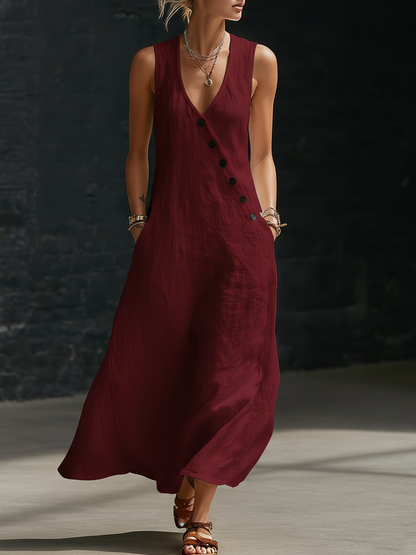Button-Up Maxi Dress — Comfortable Minimalist Everyday Wear