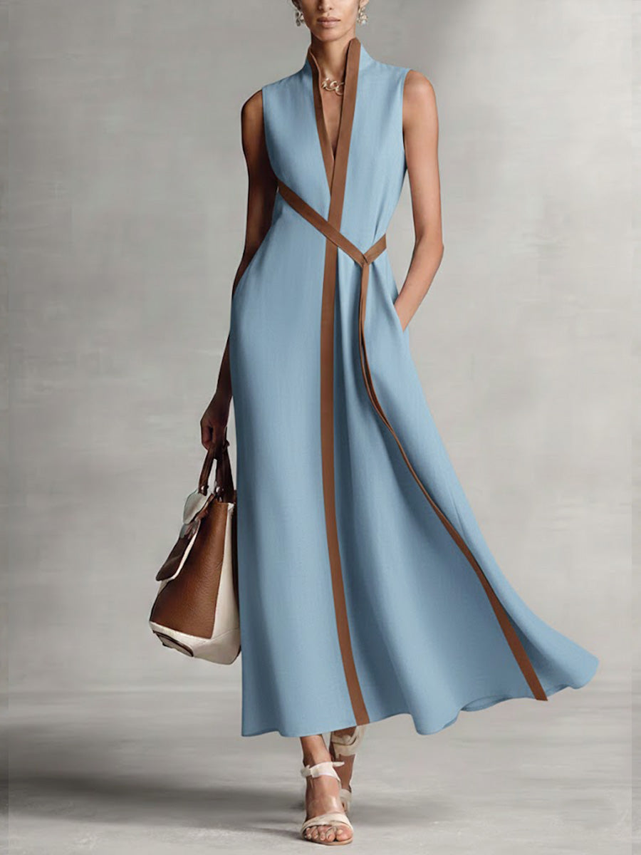 Maya | Retro Stand-Up Collar Casual Loose Linen Dress
