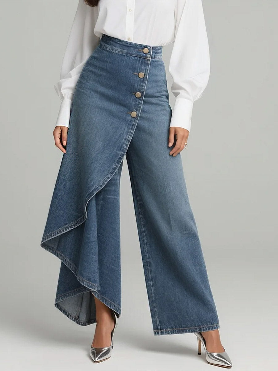 Women's High-waisted Relaxed Fit Wide-leg Jeans With A Stylish Design