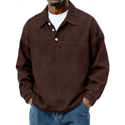 Gabriel | Washed Long Sleeve Polo Shirt