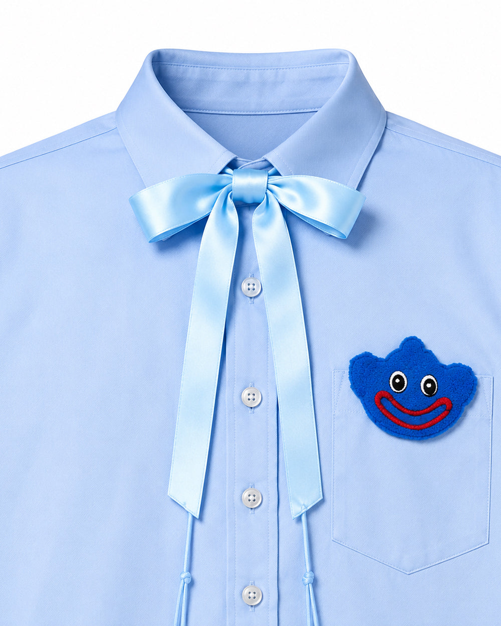 Blue Monster Costume Scary Toy Factory Uniform Set with Fuzzy Cuffs for Kids Adults Themed Party