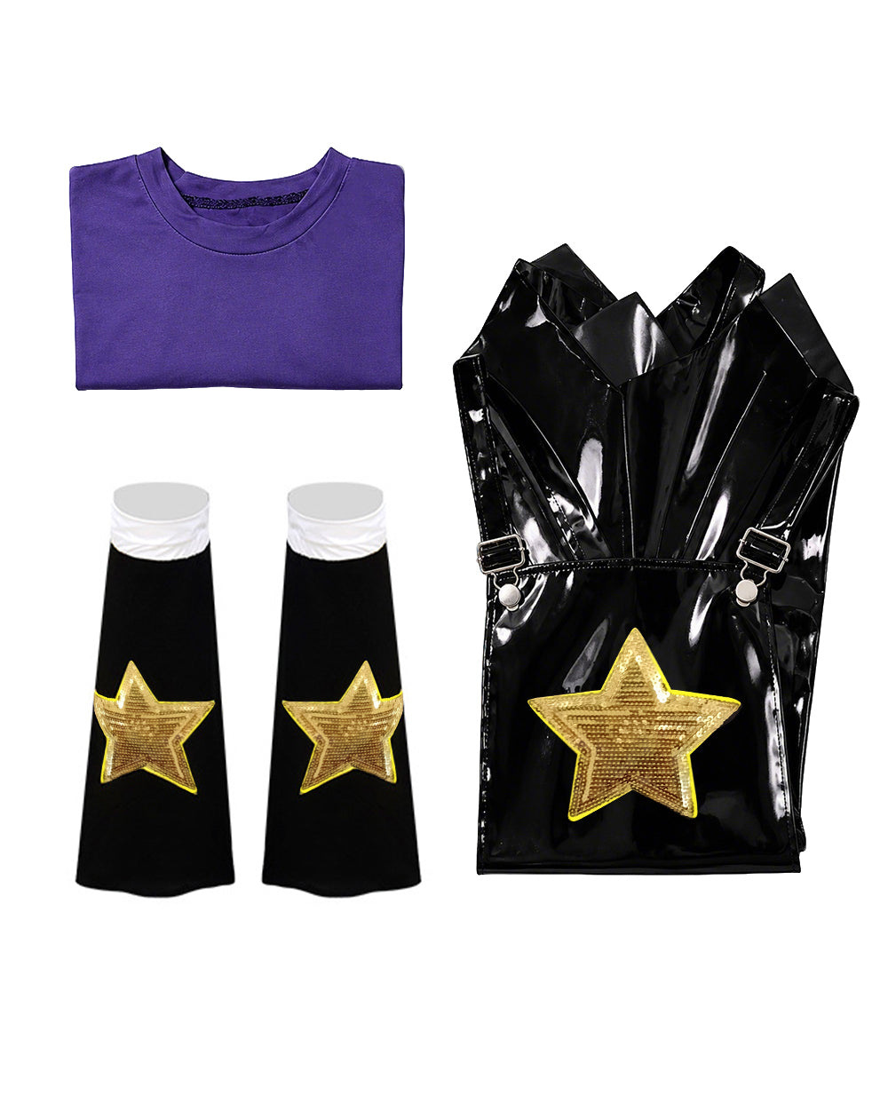 Kids Lily Chapter 5 Costume 2026 Game Play 3-Piece Lily Cosplay Purple Faux Leather Dress Shirt and Leg Sleeves