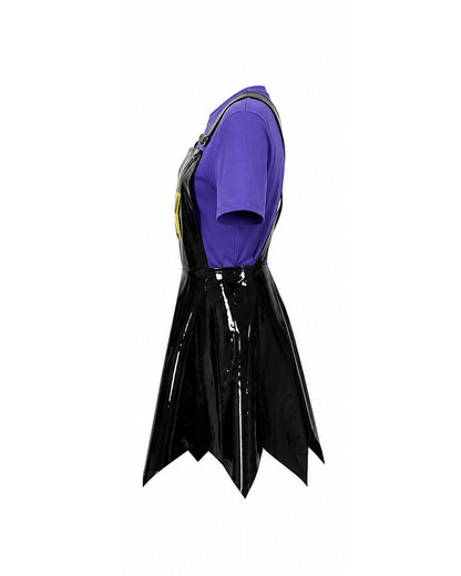 Kids Lily Chapter 5 Costume 2026 Game Play 3-Piece Lily Cosplay Purple Faux Leather Dress Shirt and Leg Sleeves