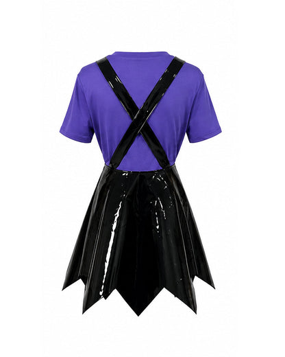 Kids Lily Chapter 5 Costume 2026 Game Play 3-Piece Lily Cosplay Purple Faux Leather Dress Shirt and Leg Sleeves