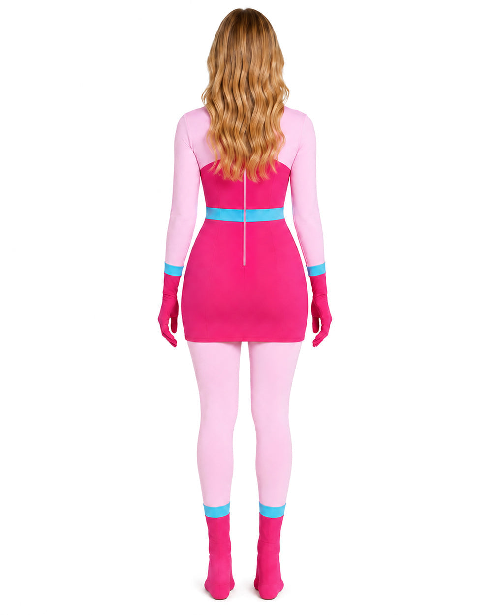 Womens Pink Spider Monster Costume 2-in-1 Layered Horror Game Villain Dress for Game Player