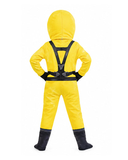 Kids The Player Costume Yellow Hazmat Suit with Extendable Grabber Hands for Cosplay Carnival