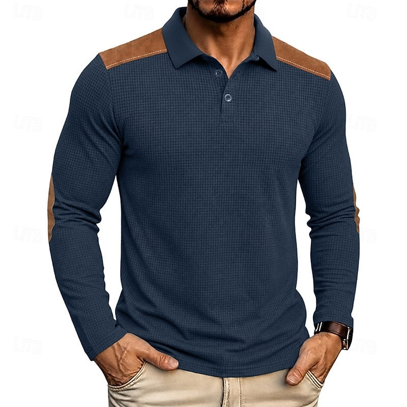 Sutton | Waffle Knit Long Sleeve Polo