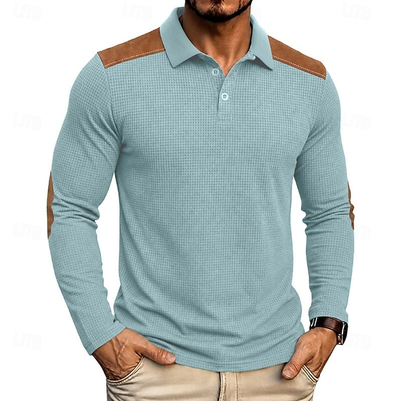 Sutton | Waffle Knit Long Sleeve Polo