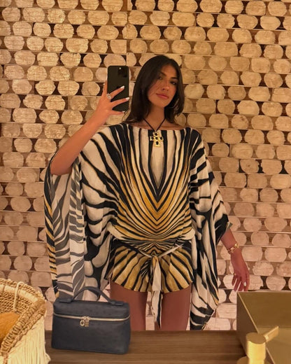Cleo | Women's Zebra Print Kaftan Dress
