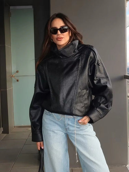 Ines | Women's Asymmetrical Leather Jacket