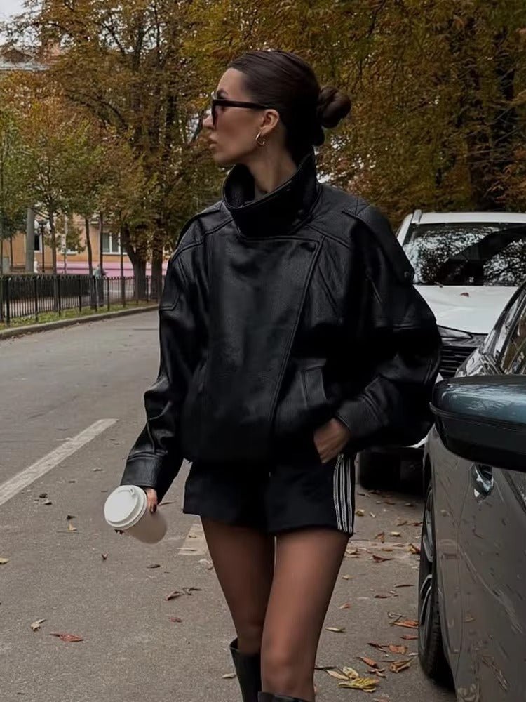 Ines | Women's Asymmetrical Leather Jacket