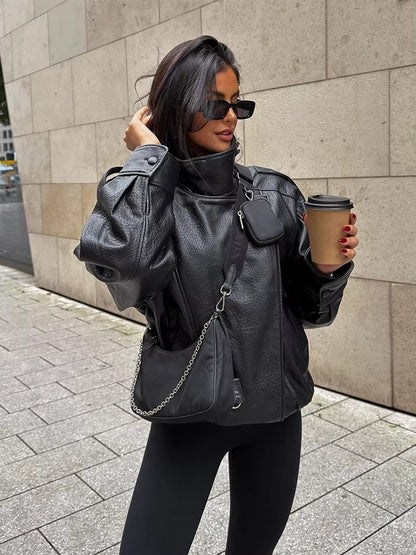 Ines | Women's Asymmetrical Leather Jacket