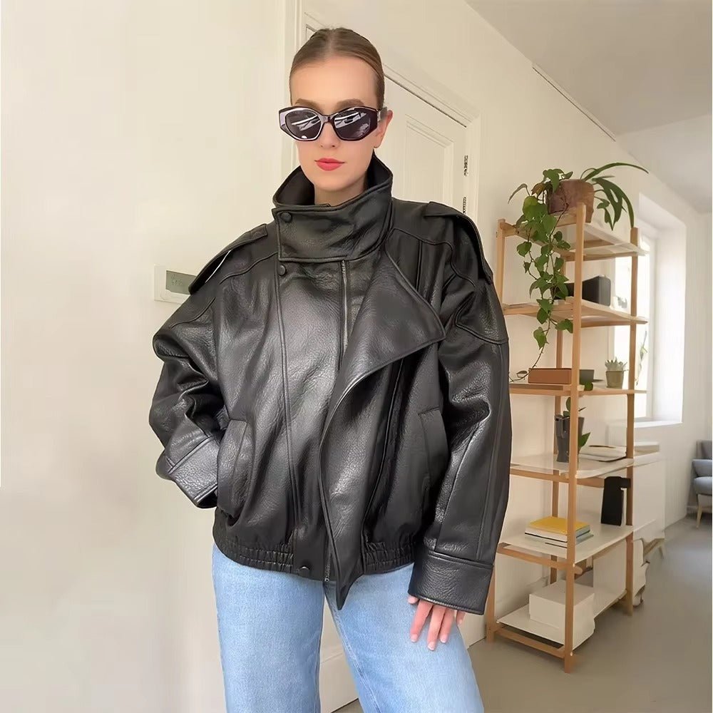 Ines | Women's Asymmetrical Leather Jacket