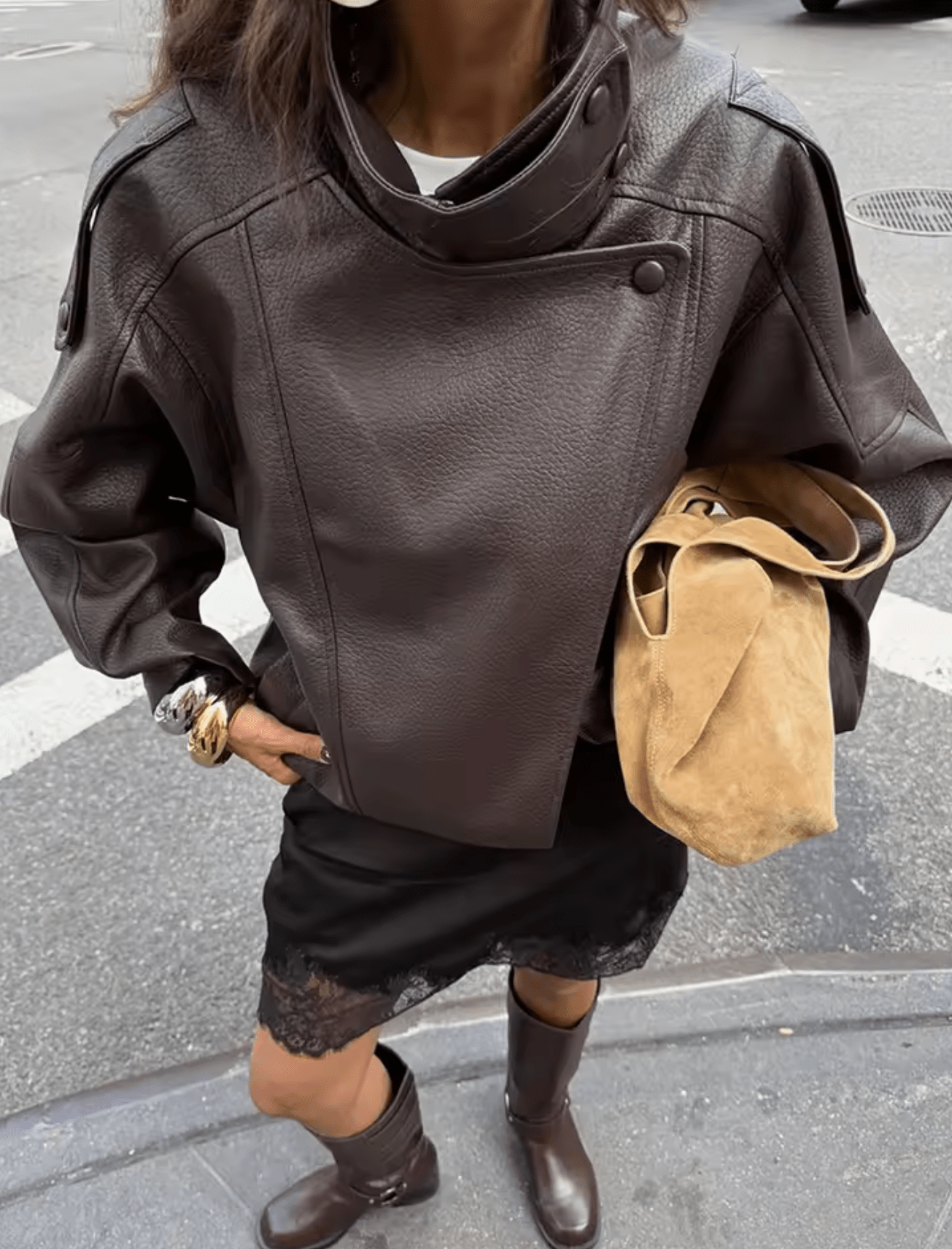 Ines | Women's Asymmetrical Leather Jacket