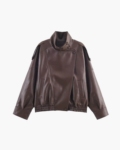 Ines | Women's Asymmetrical Leather Jacket