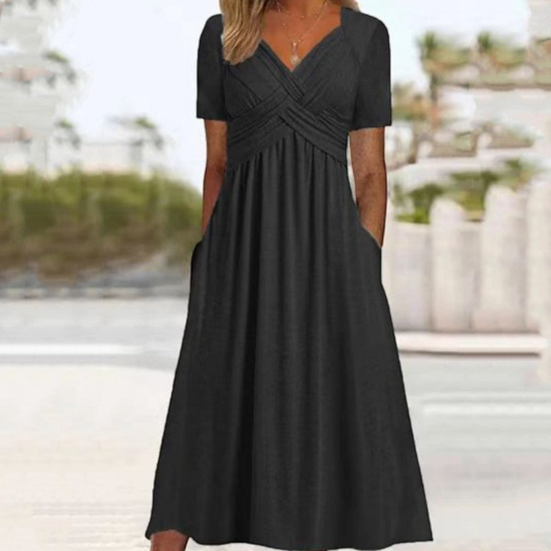 Flowy V-Neck Midi Dress – Soft & Breathable