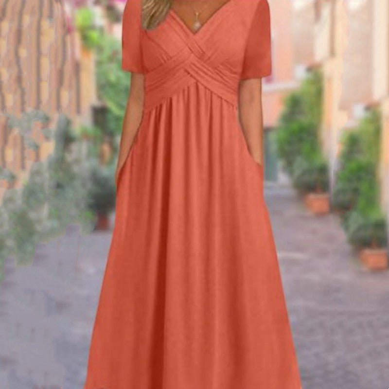 Flowy V-Neck Midi Dress – Soft & Breathable