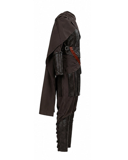 Ancient Greek King Odysseus Costume Dark Brown Odysseus Armor Set with Cloak for Kids Adults Halloween Carnival