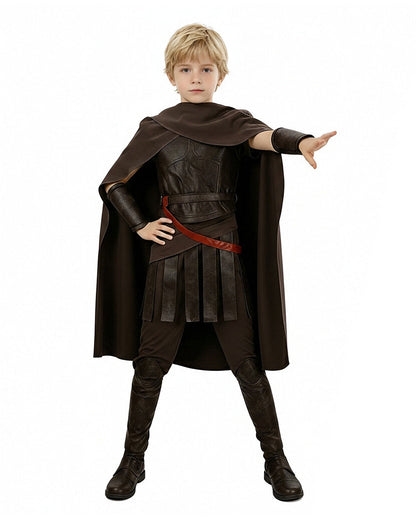 Ancient Greek King Odysseus Costume Dark Brown Odysseus Armor Set with Cloak for Kids Adults Halloween Carnival