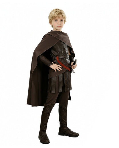 Ancient Greek King Odysseus Costume Dark Brown Odysseus Armor Set with Cloak for Kids Adults Halloween Carnival