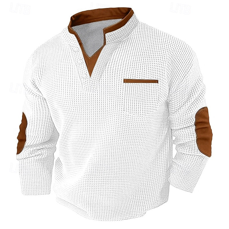 Callum | Waffle Knit Henley Shirt