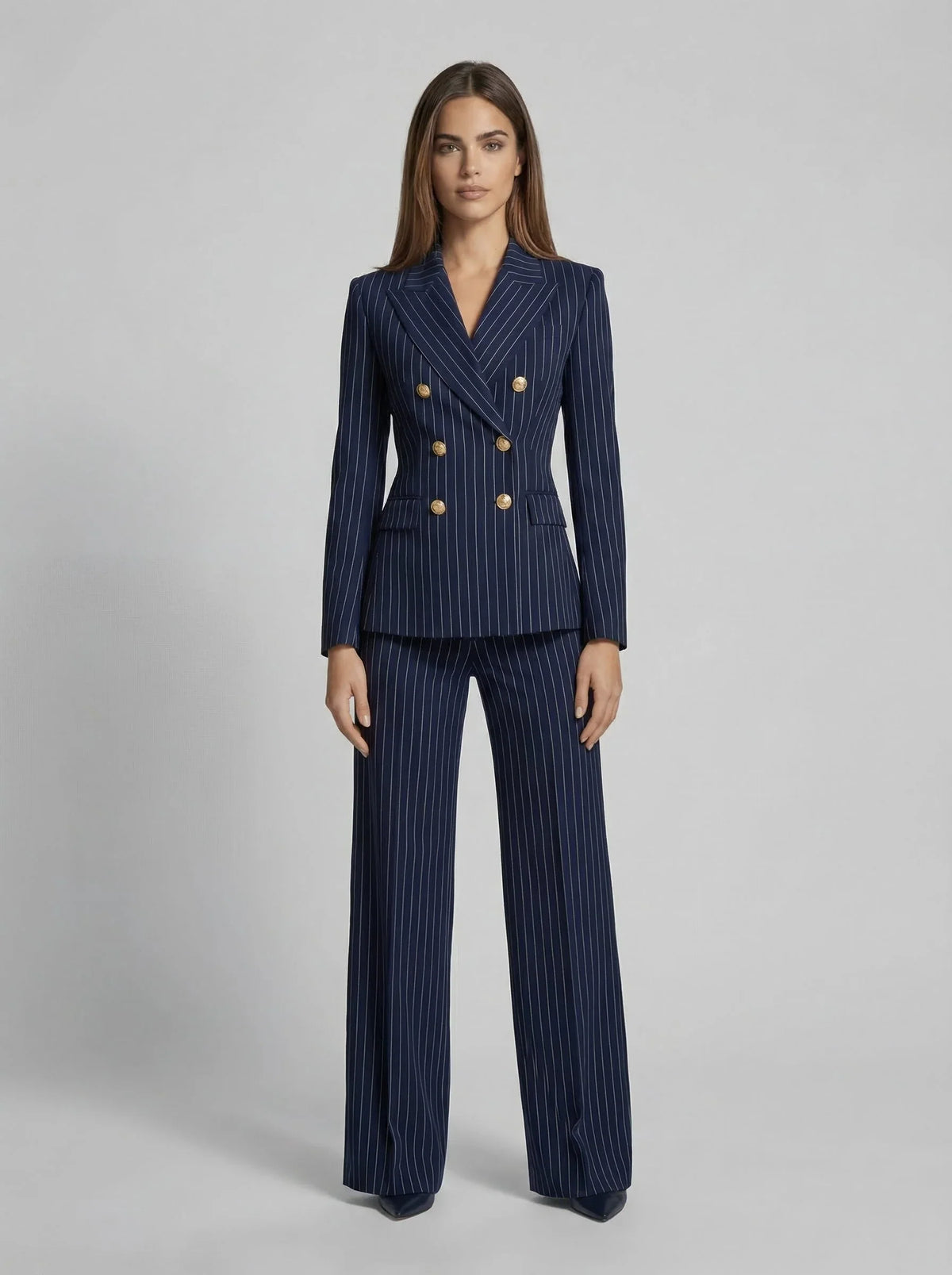 Women's Active set | Pinstripe Double-Breasted Blazer Wide Leg Pants