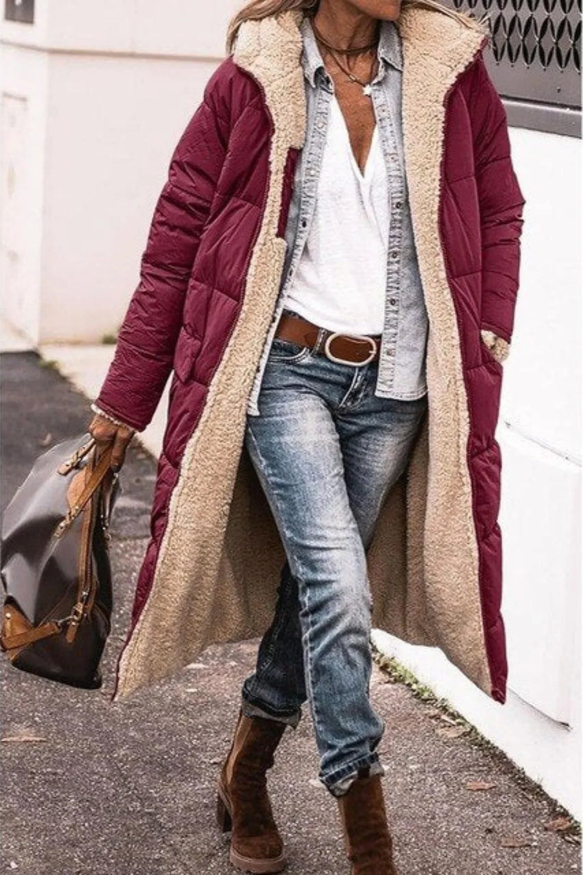 Marlowe | Women's Reversible Puffer Hooded Sherpa Coat