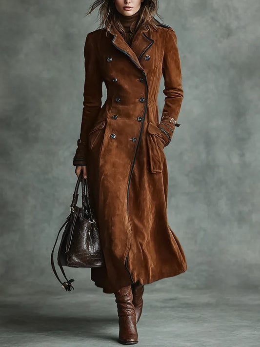 Avalon | Women's Double-Breasted Suede-Look Coat