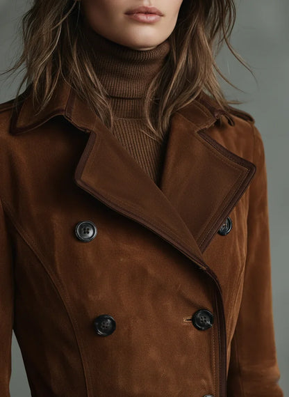 Avalon | Women's Double-Breasted Suede-Look Coat