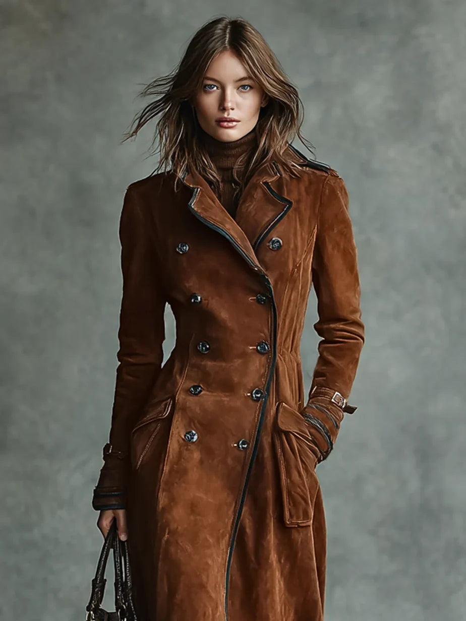 Avalon | Women's Double-Breasted Suede-Look Coat