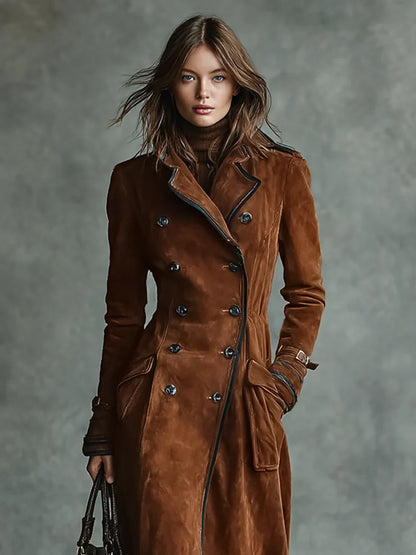 Avalon | Women's Double-Breasted Suede-Look Coat