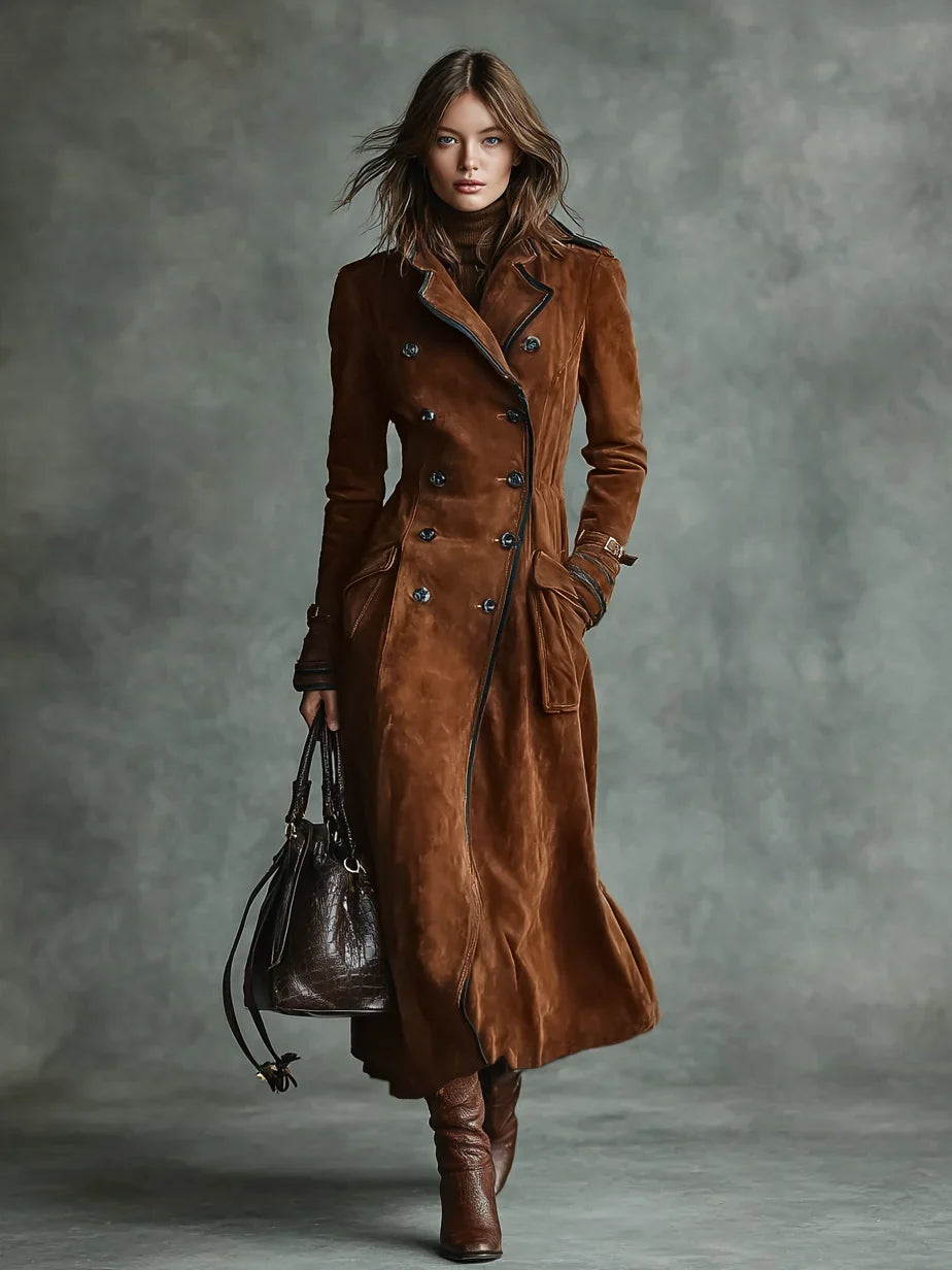 Avalon | Women's Double-Breasted Suede-Look Coat