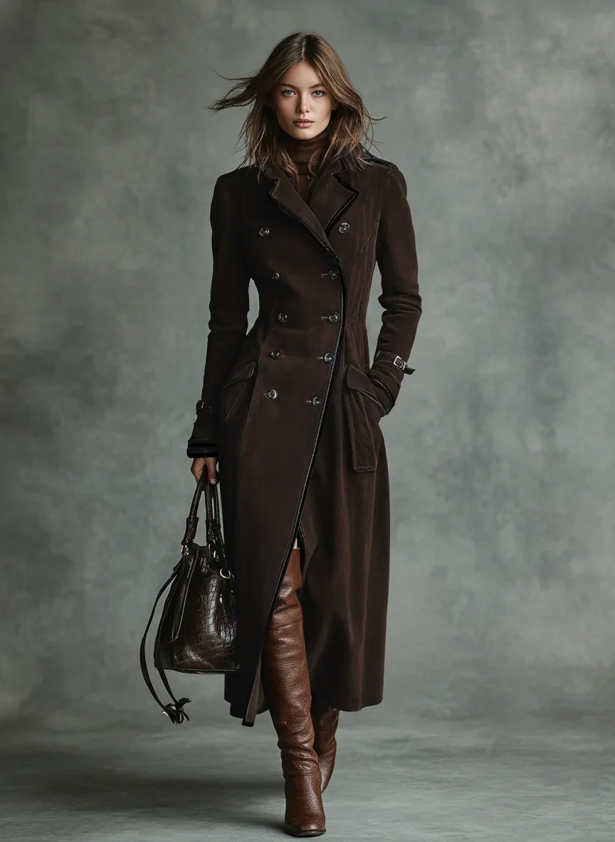 Avalon | Women's Double-Breasted Suede-Look Coat