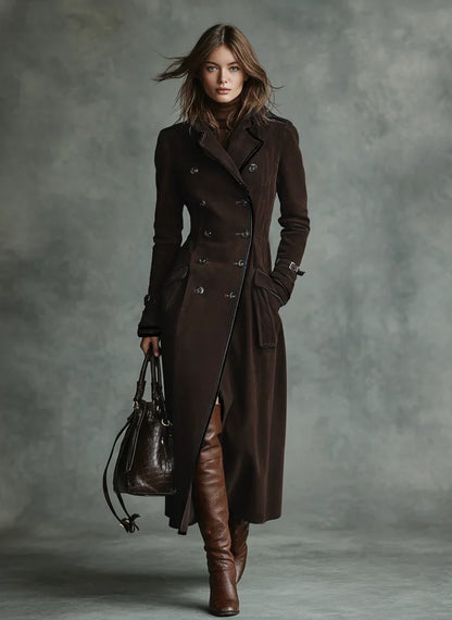 Avalon | Women's Double-Breasted Suede-Look Coat