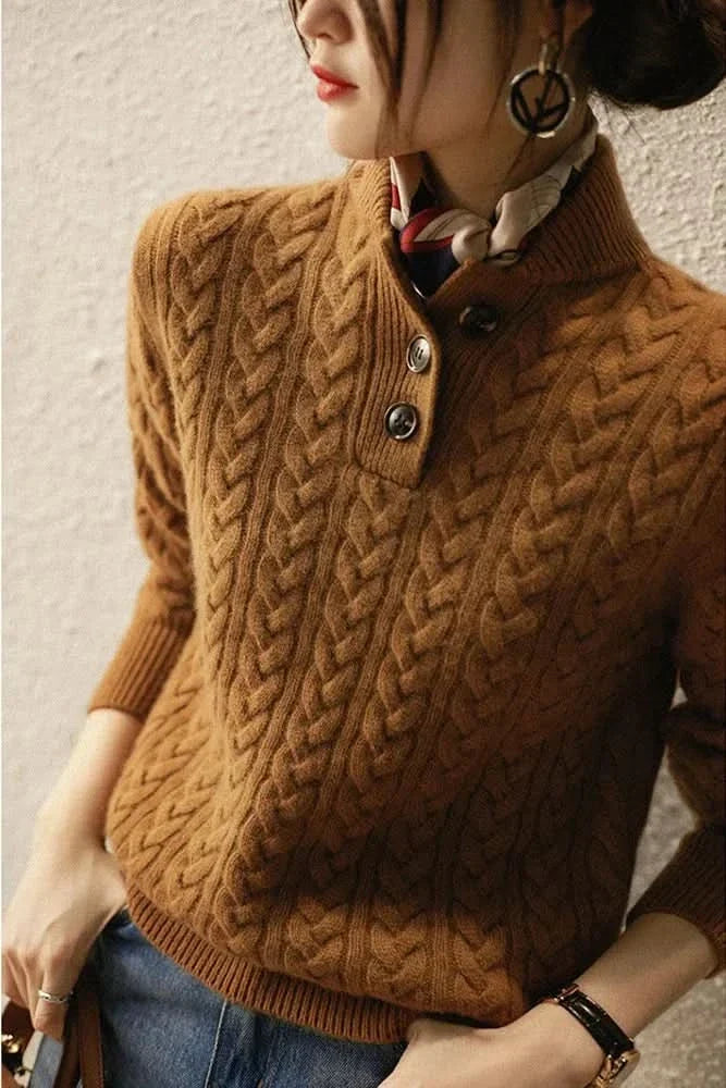 Farrow | Women's Cable Knit Half-Button Sweater
