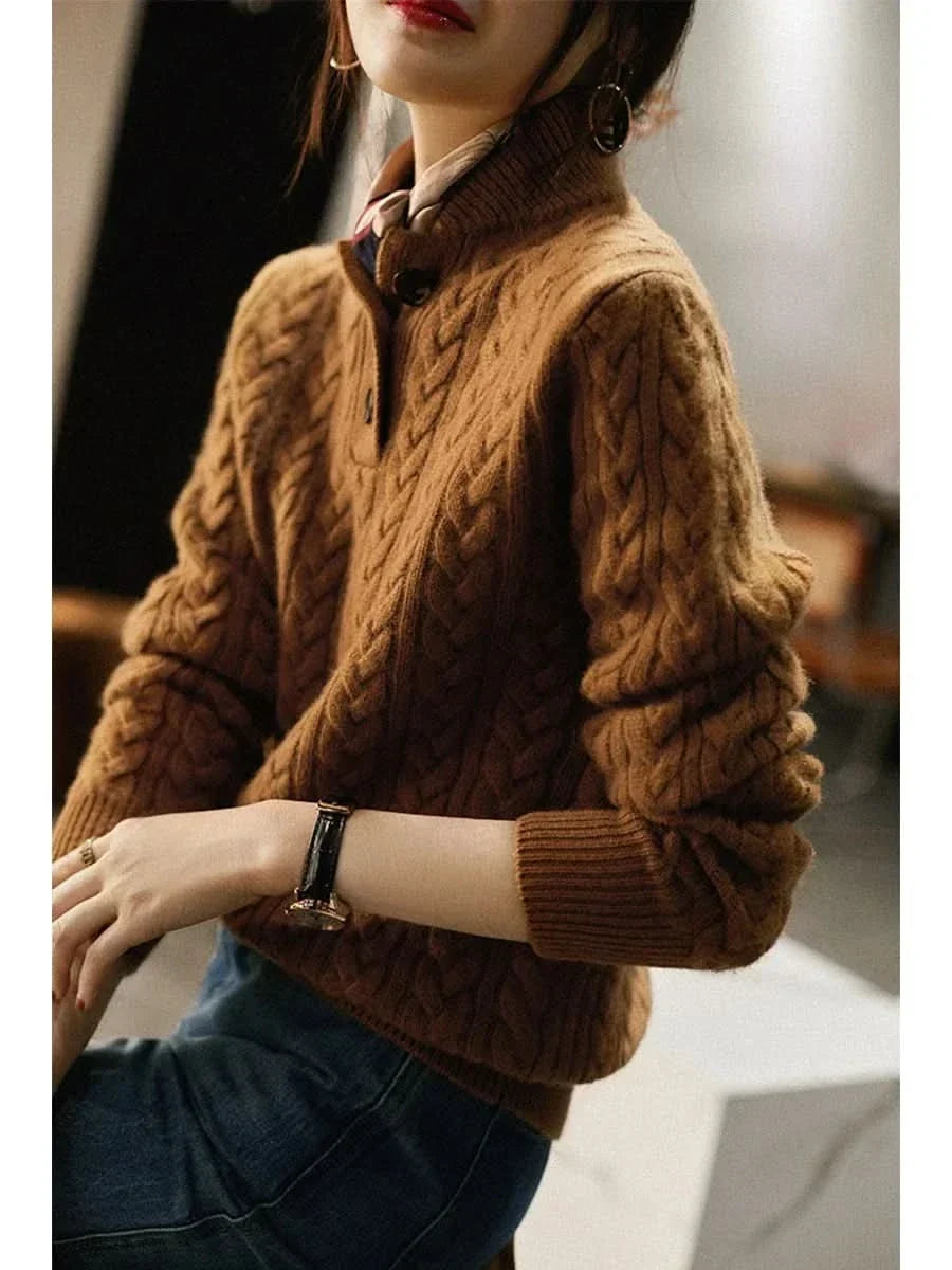 Farrow | Women's Cable Knit Half-Button Sweater