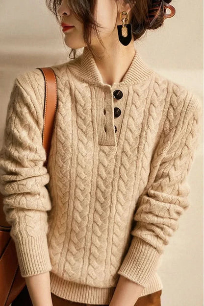 Farrow | Women's Cable Knit Half-Button Sweater