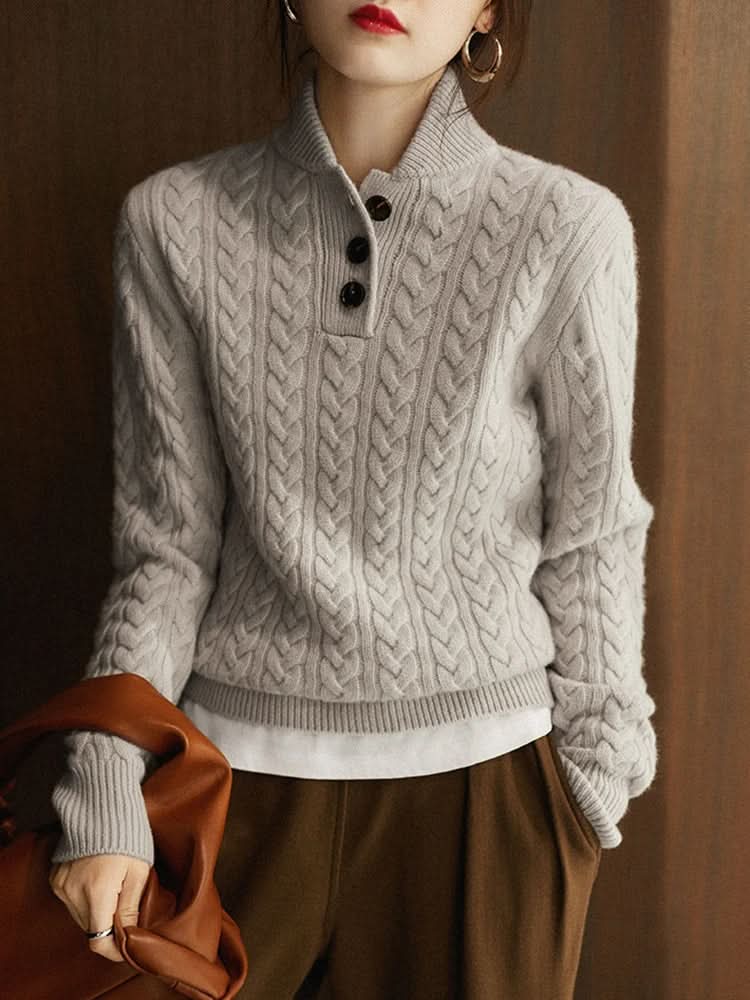 Farrow | Women's Cable Knit Half-Button Sweater