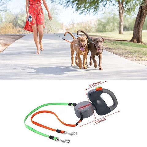 Double Dog Leash :  Dog - Reflective Rope Leash for 2 Dogs